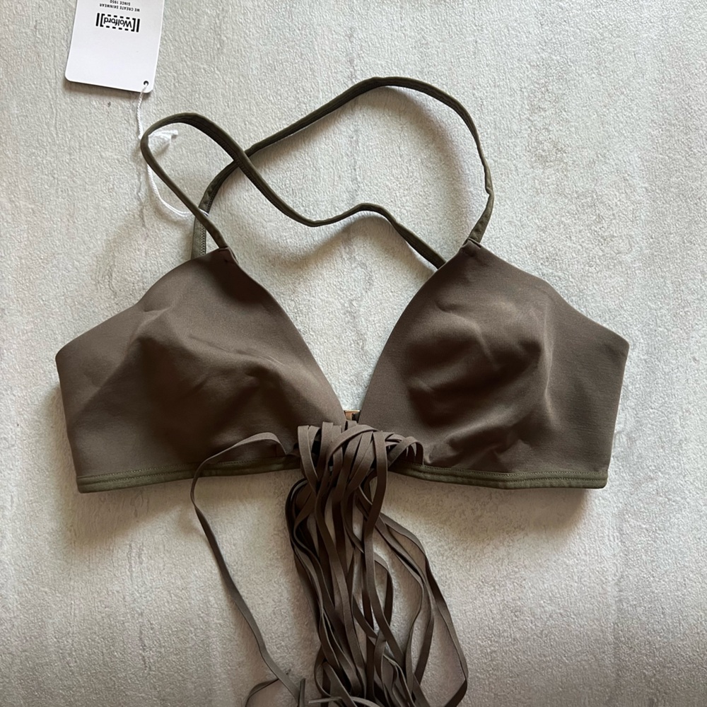 {Wolford} Brand New Army Green Tassel Bikini Top